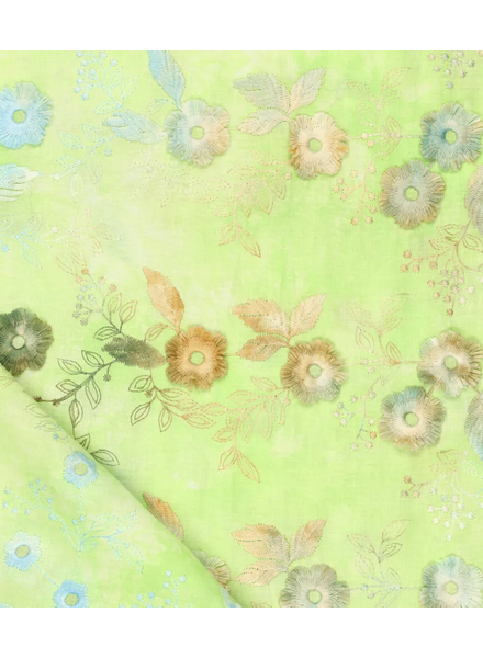 Madeline relief flower - cotton embroidery - tie dye lime green
