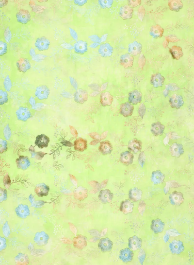 Madeline bloem in reliëf - broderie katoen - tie dye limoengroen