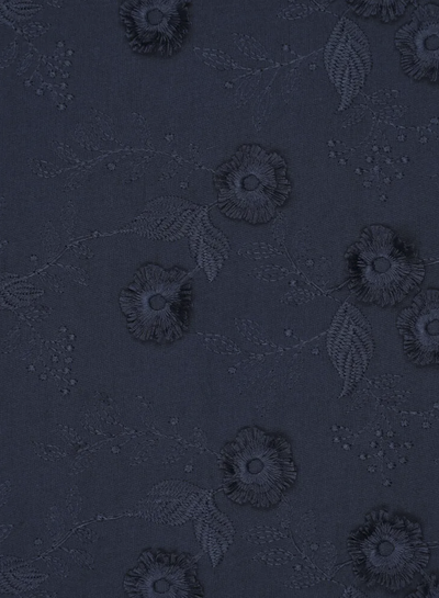 Madeline bloem in reliëf - broderie katoen - marineblauw