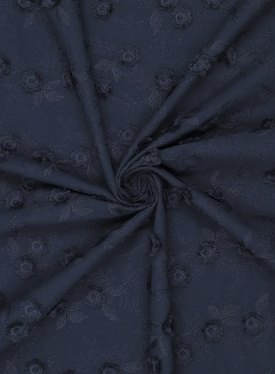 Madeline relief flower - cotton embroidery - navy blue