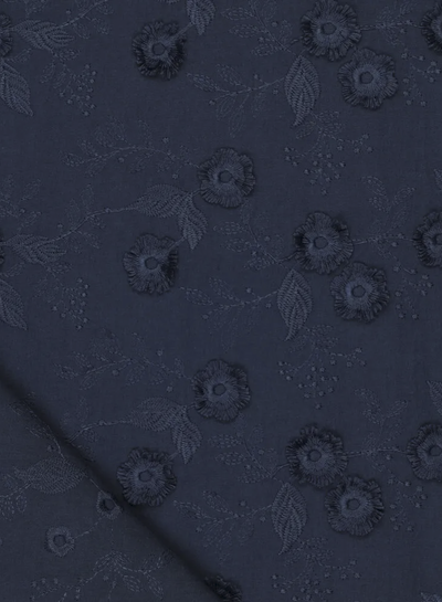 Madeline relief flower - cotton embroidery - navy blue