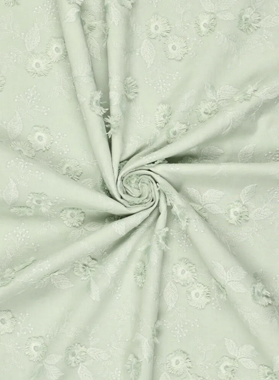 Madeline Embossed flower - cotton embroidery - mint green