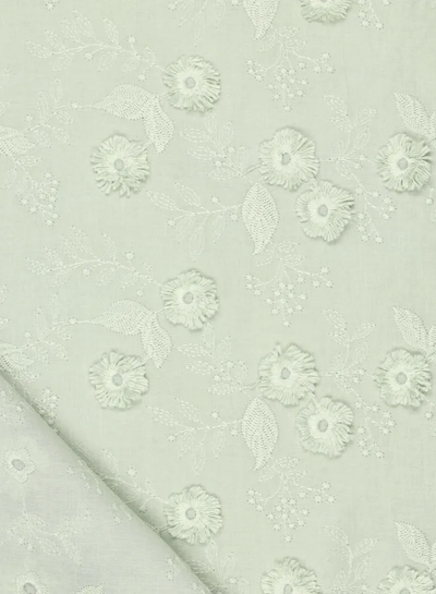 Madeline Embossed flower - cotton embroidery - mint green