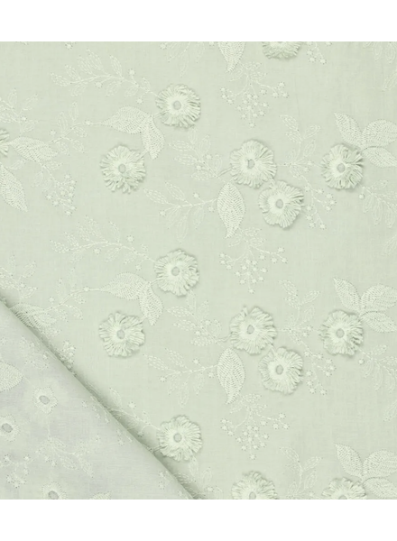 Madeline bloem in reliëf - broderie katoen - mintgroen