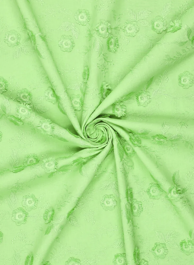 Madeline Embossed flower - cotton embroidery - green