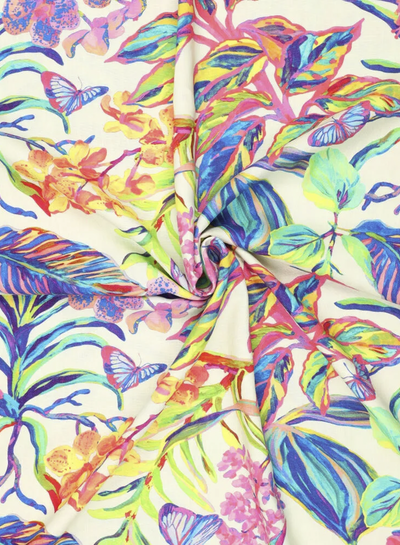 Madeline butterfly garden - linnen viscose mix