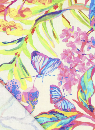 Madeline butterfly garden - linnen viscose mix