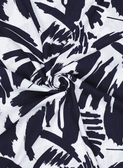 lisa navy - linen viscose mix