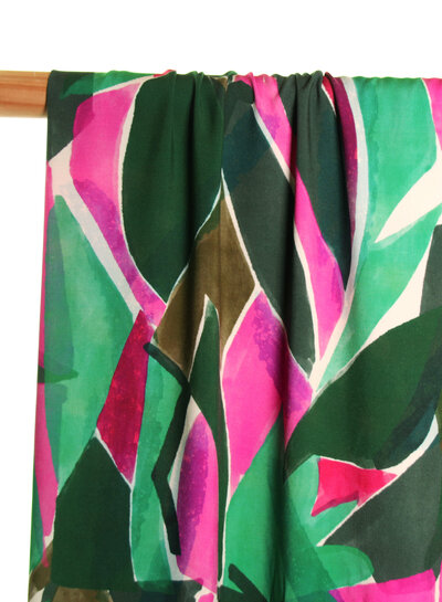 Atelier Jupe Rose green viscose with abstract print