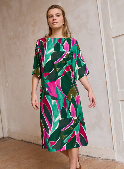 Atelier Jupe Roos groene viscose met abstracte print