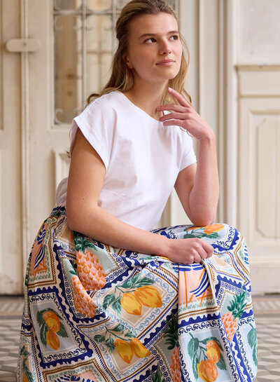 Atelier Jupe Zomerse tegels viscose