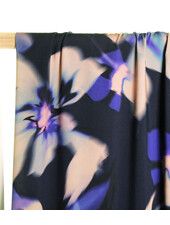 Atelier Jupe Dark blue viscose with blurry flowers