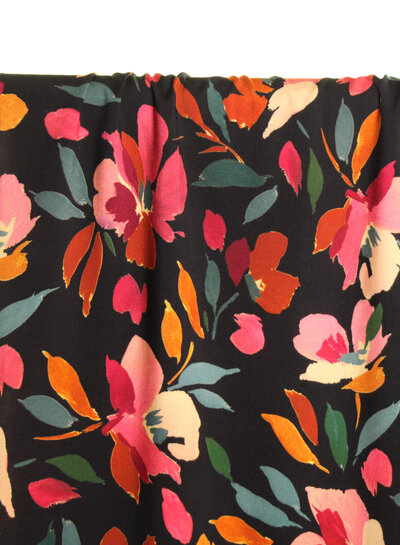 Atelier Jupe Black viscose with colorful flowers