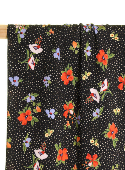 Atelier Jupe Black cotton with dots and flowers