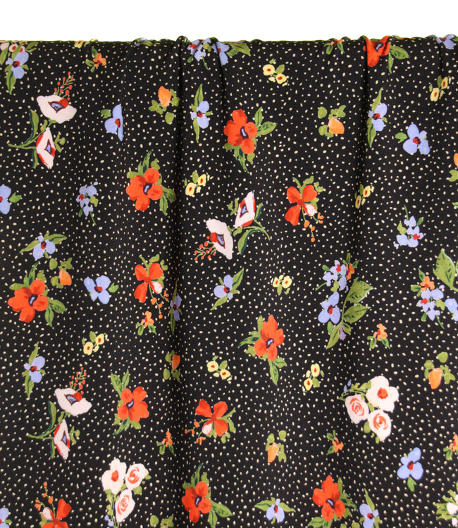 Atelier Jupe Zwarte katoen met stippen en bloemen