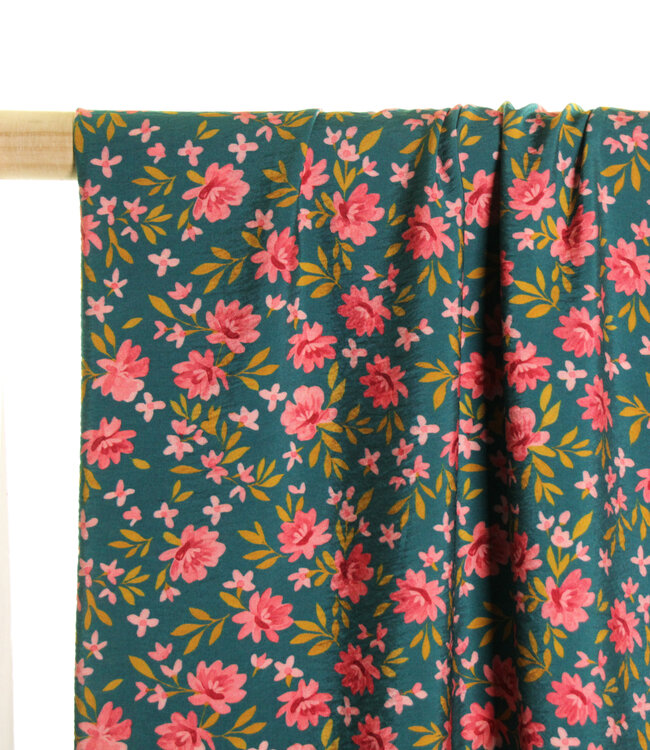 Atelier Jupe Groen met kleine bloemetjes textuur-viscose