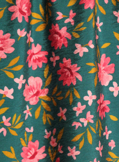 Atelier Jupe Green with small flowers textured viscose
