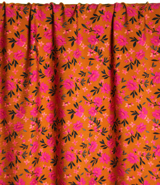 Atelier Jupe Ochre with small floral textured viscose