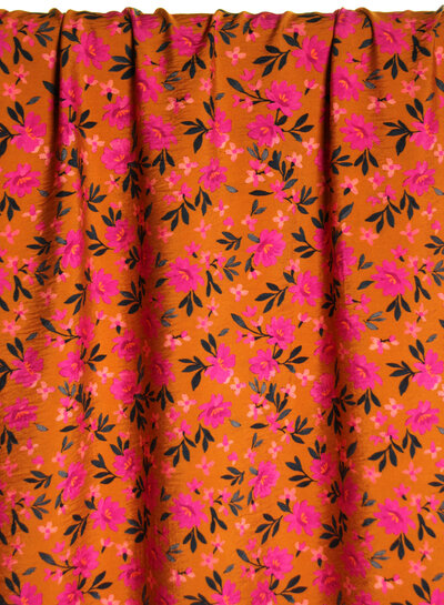 Atelier Jupe Oker met kleine bloemetjes textuur-viscose