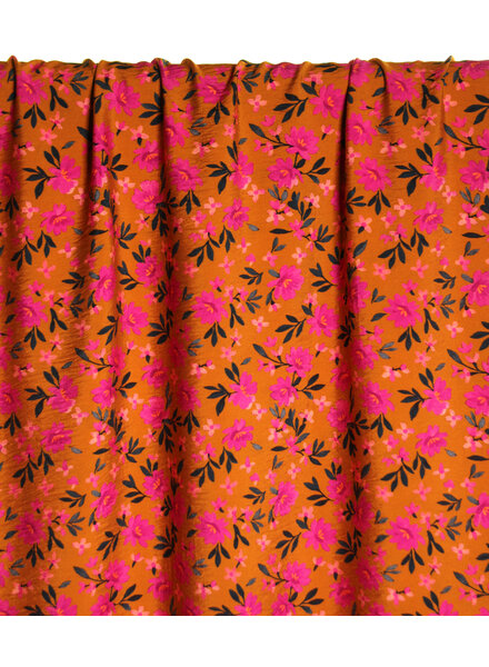 Atelier Jupe Oker met kleine bloemetjes textuur-viscose