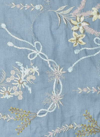 pastelkleurige geborduurde pailletten - soepelvallende denim katoen