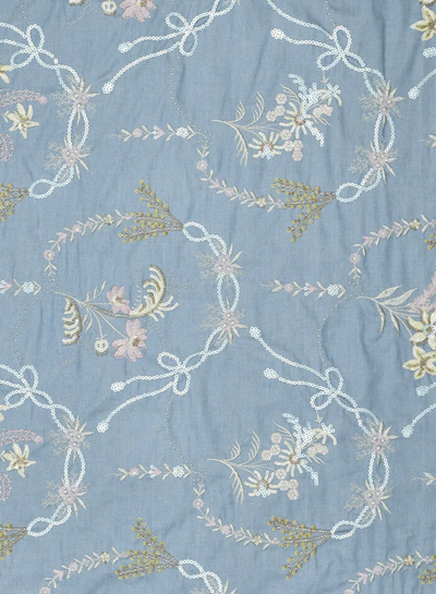 pastel-colored embroidered sequins - flowing denim cotton