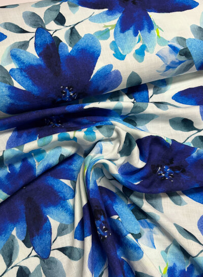Swafing intense blue flowers - double gauze