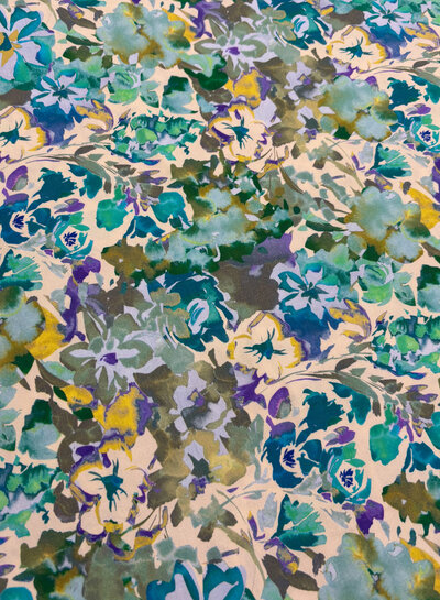 Madeline groen bloemen - stretch katoen