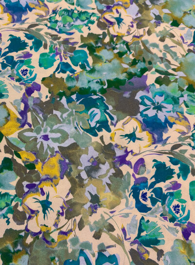 Madeline groen bloemen - stretch katoen