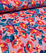Madeline roze bloemen op lila - stretch katoen