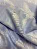 Blue striped with woven leaf motif - soft cotton