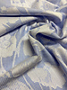 Blue striped with woven leaf motif - soft cotton