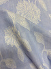 Blue striped with woven leaf motif - soft cotton