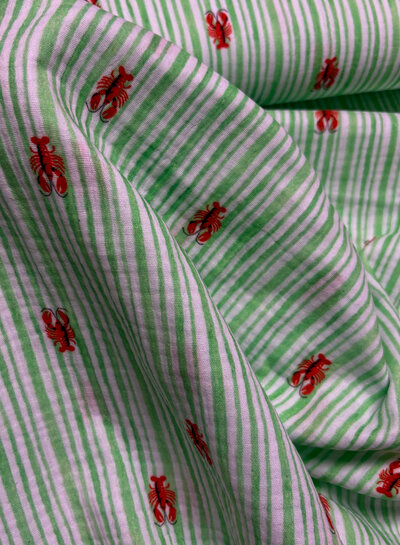 groen streepjes en kreeften - tetra / double gauze