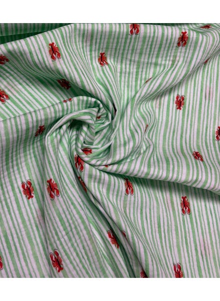 groen streepjes en kreeften - tetra / double gauze