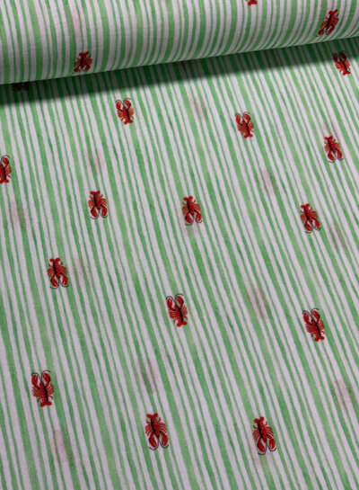 groen streepjes en kreeften - tetra / double gauze