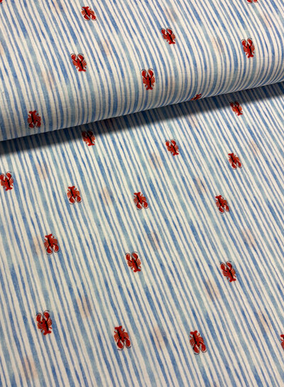 blauw streepjes en kreeften - tetra / double gauze
