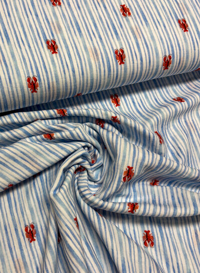 blauw streepjes en kreeften - tetra / double gauze