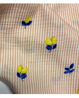 Madeline oranje citroenen en streepjes - tetra / double gauze