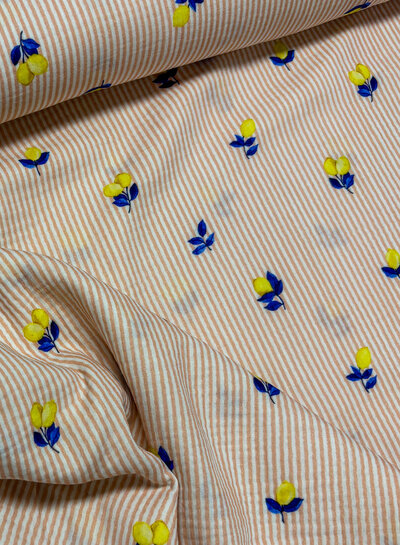 Madeline lemons and stripes - tetra / double gauze