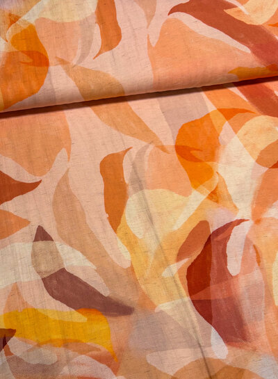 oranje print - viscose linnen mix