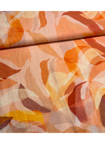 oranje print - viscose linnen mix