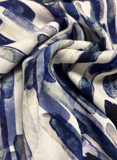 Swafing blauw shiny stripes - viscose
