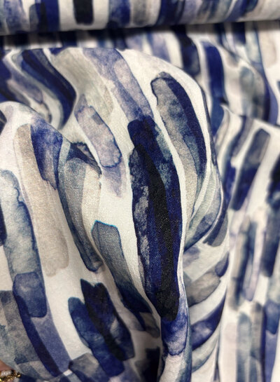 Swafing blauw shiny stripes - viscose