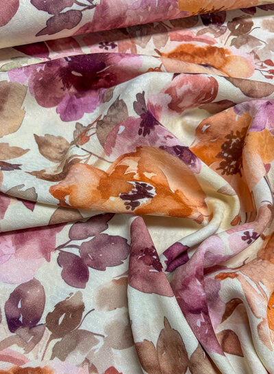 Swafing pink shiny flowers - viscose