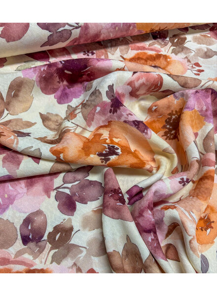 Swafing roze shiny flowers - viscose