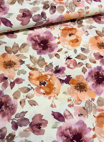 Swafing roze shiny flowers - viscose