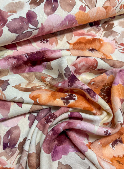 Swafing pink shiny flowers - viscose