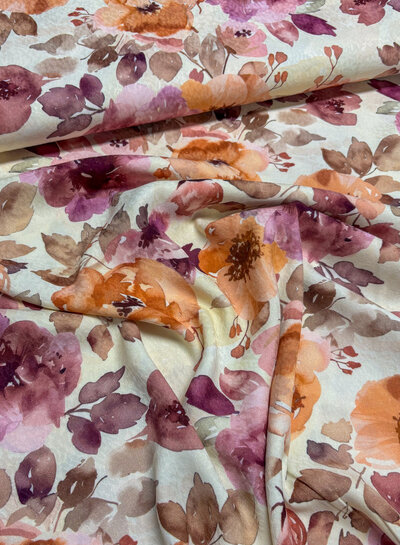 Swafing roze shiny flowers - viscose