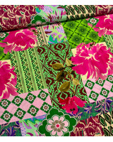 Madeline roze groen patchwork print - viscose met lichte stretch